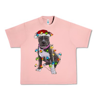 Salmon Pitbull With Christmas Lights Urban Heavy Tee - RanaPortraitStore
