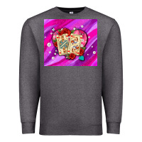 Charcoal Heather valentines day playing cards and pearl watercolor Premium Sweatshirt - AdoDesignShop