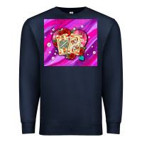Navy valentines day playing cards and pearl watercolor Premium Sweatshirt - AdoDesignShop