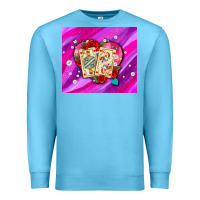 Ocean Blue valentines day playing cards and pearl watercolor Premium Sweatshirt - AdoDesignShop