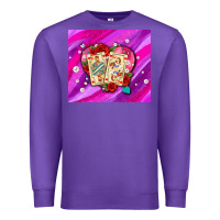 Purple valentines day playing cards and pearl watercolor Premium Sweatshirt - AdoDesignShop
