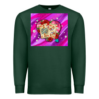 Sports Green valentines day playing cards and pearl watercolor Premium Sweatshirt - AdoDesignShop