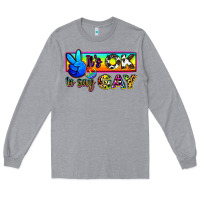 Heather Grey it's ok to say gay Long Sleeve Tee - Zillion Design Studio