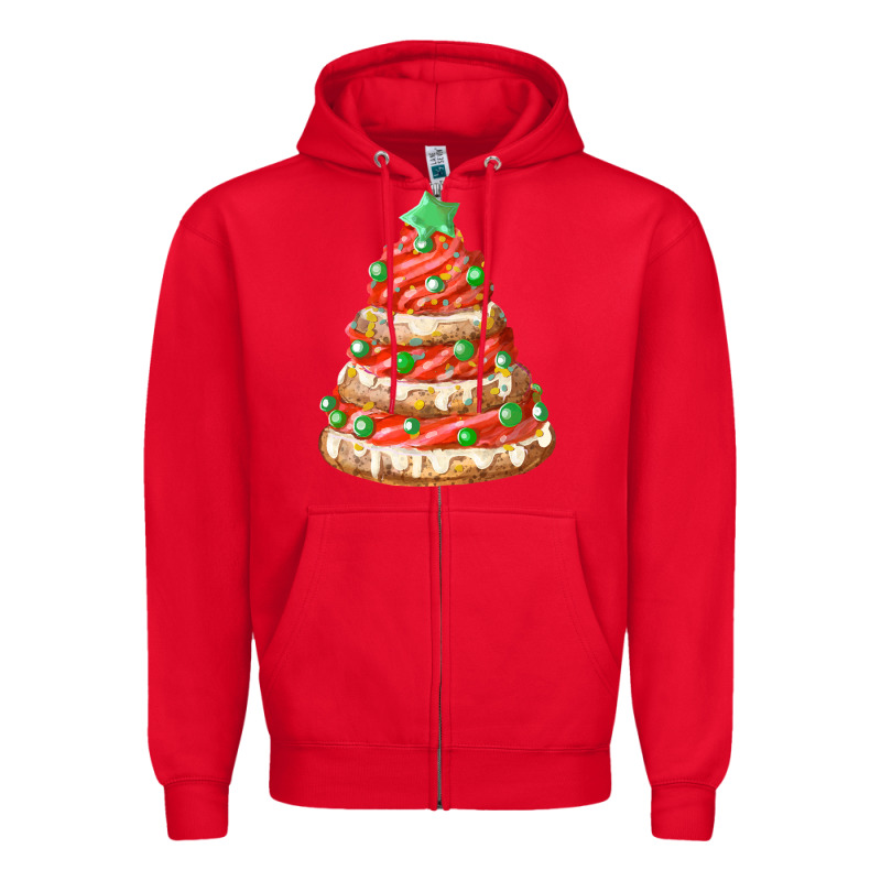 Red Christmas Cookie Cake Fa Element Zipper Hoodie by FaDigitalArtStudio | Teevron