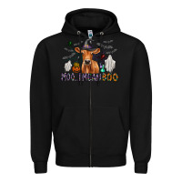 Black Moo I Mean Boo Zipper Hoodie - CowhideDigitalArt