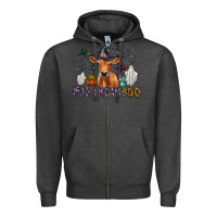 Charcoal Heather Moo I Mean Boo Zipper Hoodie - CowhideDigitalArt