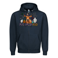 Navy Moo I Mean Boo Zipper Hoodie - CowhideDigitalArt