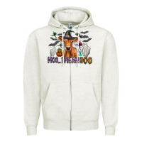 Oatmeal Heather Moo I Mean Boo Zipper Hoodie - CowhideDigitalArt