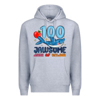 Heather Grey 100 jawsome days of school Premium Hoodie - MaliasSmallBusiness