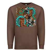 Chestnut cowboy boot and gemstone Premium Sweatshirt - BundleAndBundleShop