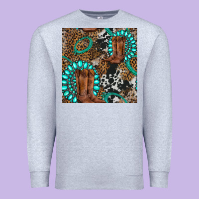 Cowboy Boot And Gemstone Premium Sweatshirt Designed By Bundleandbundleshop
