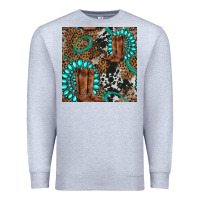 Heather Grey cowboy boot and gemstone Premium Sweatshirt - BundleAndBundleShop