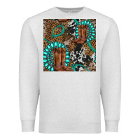 Oatmeal Heather cowboy boot and gemstone Premium Sweatshirt - BundleAndBundleShop