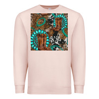 Pale Pink cowboy boot and gemstone Premium Sweatshirt - BundleAndBundleShop