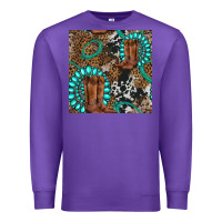 Purple cowboy boot and gemstone Premium Sweatshirt - BundleAndBundleShop