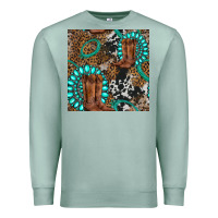 Seafoam cowboy boot and gemstone Premium Sweatshirt - BundleAndBundleShop