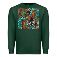 Sports Green cowboy boot and gemstone Premium Sweatshirt - BundleAndBundleShop