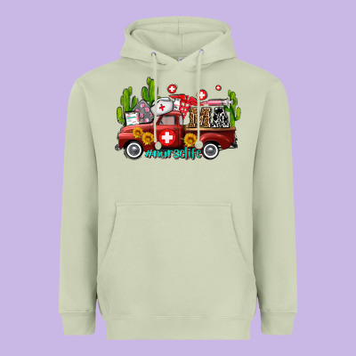 Ma Medical Assistant Nurse Truck With Cactus And Sunflowers Heavyweight Hoodie Designed By Adodesignshop
