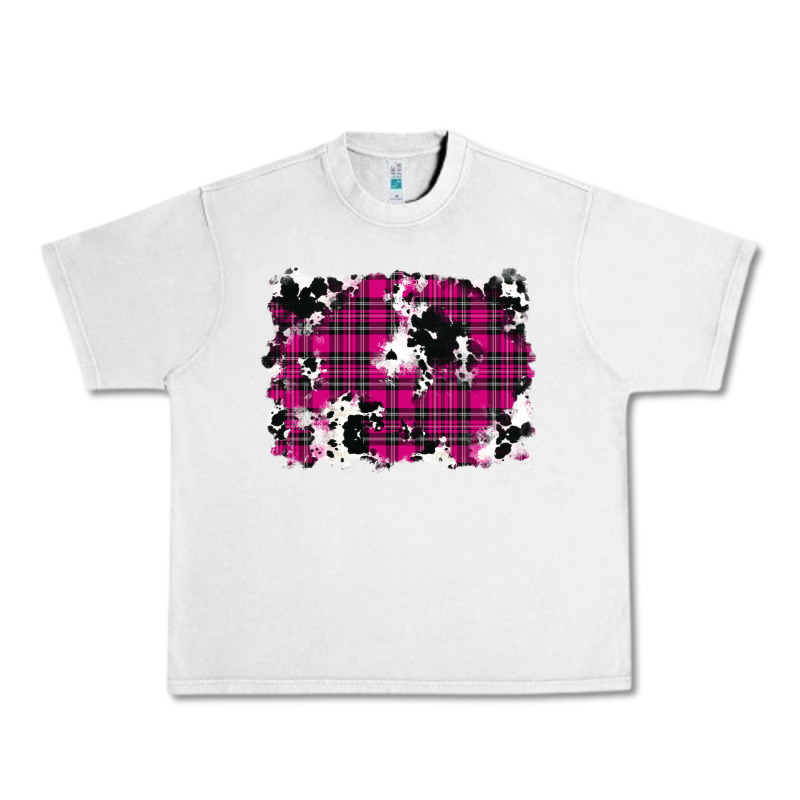Pink Christmas Plaid Cowhide Pattern Background Urban Heavy Tee by RanaPortraitStore | Teevron