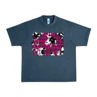 Midnight Navy Pink Christmas Plaid Cowhide Pattern Background Urban Heavy Tee - RanaPortraitStore