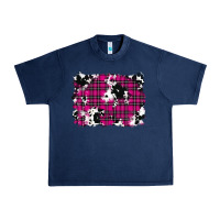 Navy Pink Christmas Plaid Cowhide Pattern Background Urban Heavy Tee - RanaPortraitStore