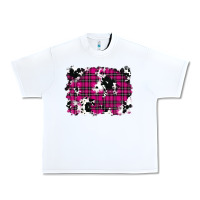 White Pink Christmas Plaid Cowhide Pattern Background Urban Heavy Tee - RanaPortraitStore