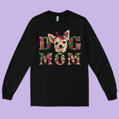Christmas Dog Mom Chihuahua Long Sleeve Tee Designed By Ranaportraitstore