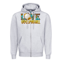 Heather Grey love volleyball Zipper Hoodie - HRA Design Shop