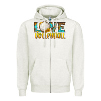 Oatmeal Heather love volleyball Zipper Hoodie - HRA Design Shop