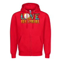 Red love volleyball Zipper Hoodie - HRA Design Shop