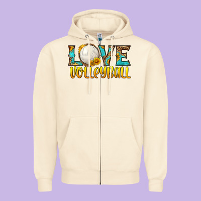 Love Volleyball Zipper Hoodie Designed By Hra Design Shop