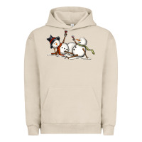 Pigment French Oak snowman with wine Urban Hoodie - MaliasSmallBusiness