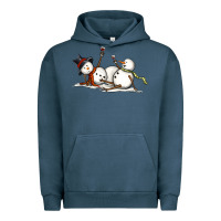 Pigment Midnight Navy snowman with wine Urban Hoodie - MaliasSmallBusiness