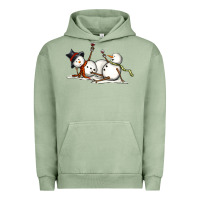 Pigment Oil Green snowman with wine Urban Hoodie - MaliasSmallBusiness