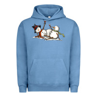 Pigment Pebble Blue snowman with wine Urban Hoodie - MaliasSmallBusiness