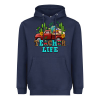 Navy teacher life western truck and books Heavyweight Hoodie - AdoDesignShop