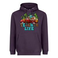 Plum teacher life western truck and books Heavyweight Hoodie - AdoDesignShop