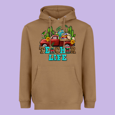 Teacher Life Western Truck And Books Heavyweight Hoodie Designed By Adodesignshop