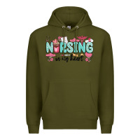 Army Green nursing in my heart Premium Hoodie - MaliasSmallBusiness