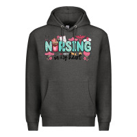 Charcoal Heather nursing in my heart Premium Hoodie - MaliasSmallBusiness