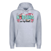 Heather Grey nursing in my heart Premium Hoodie - MaliasSmallBusiness