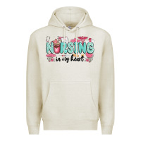 Oatmeal Heather nursing in my heart Premium Hoodie - MaliasSmallBusiness