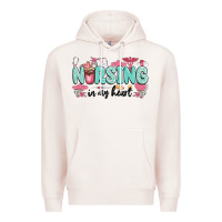Pale Pink nursing in my heart Premium Hoodie - MaliasSmallBusiness