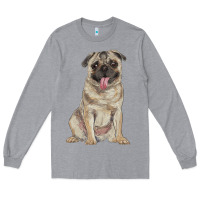Heather Grey pug Long Sleeve Tee - RanaPortraitStore