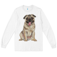 White pug Long Sleeve Tee - RanaPortraitStore