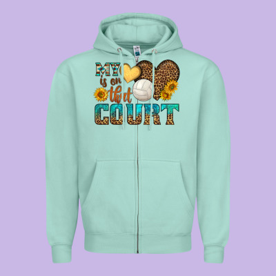 My Heart Is On That Court Zipper Hoodie Designed By Hra Design Shop