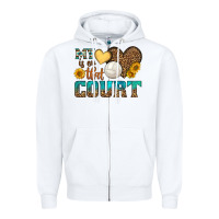 White my heart is on that court Zipper Hoodie - HRA Design Shop