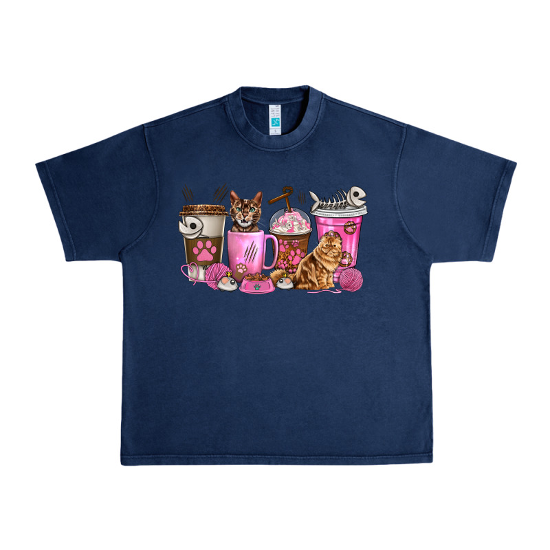 Cat Coffee Cups Urban Heavy Tee by texasbilliewilder | Teevron