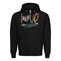 Black love autism Zipper Hoodie - SublimationCraftShop