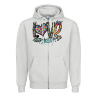 Dove Grey love autism Zipper Hoodie - SublimationCraftShop